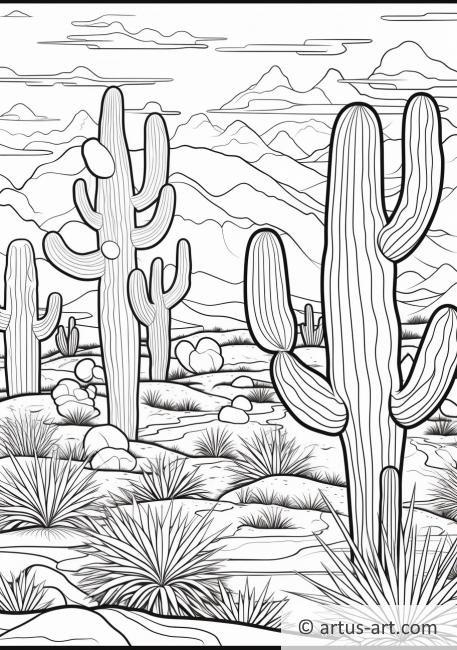 Página para colorir de Cactos do Deserto